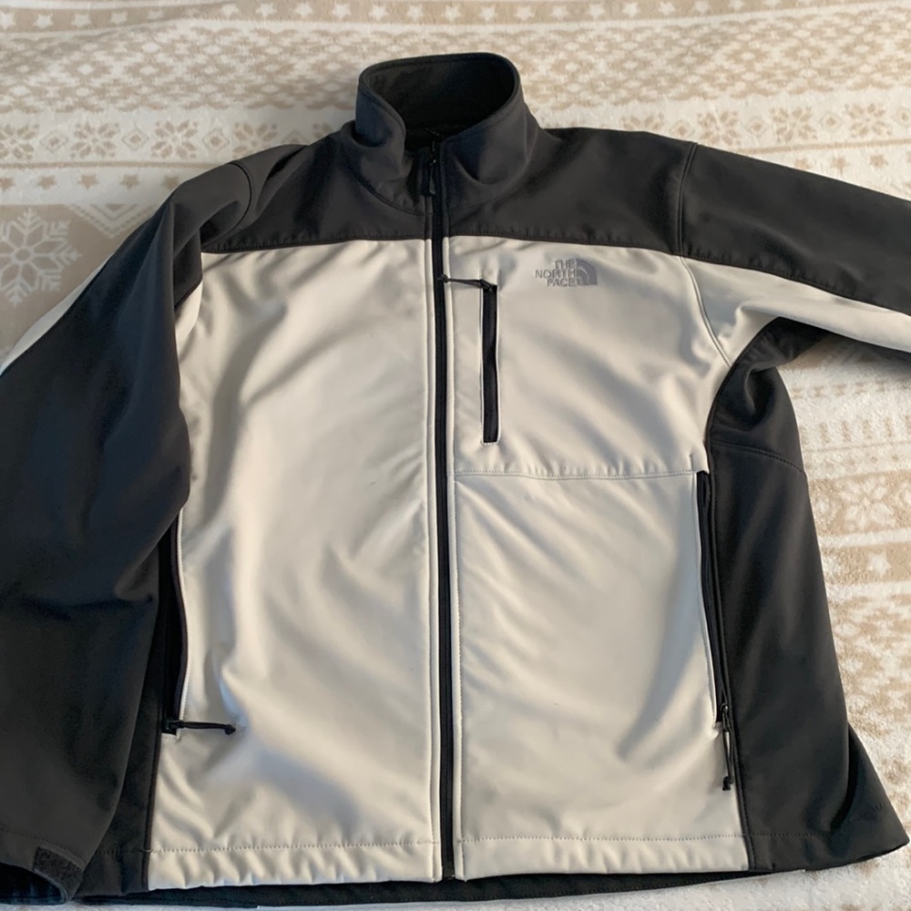 Mens north face jacket - off white and gray